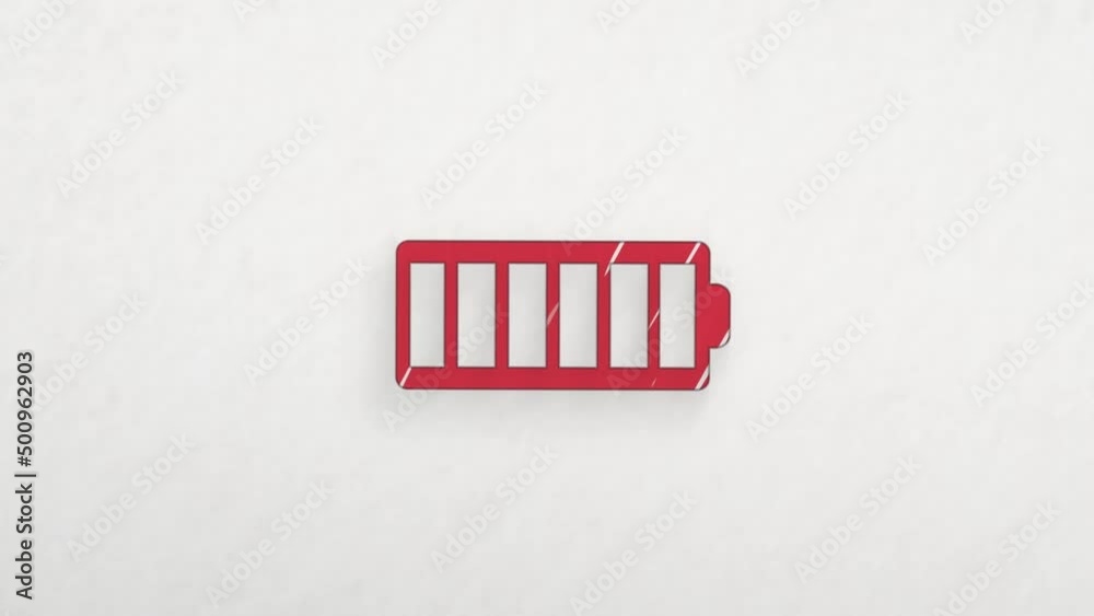 Poster battery icon with color drawing effect. doodle animation. 4k