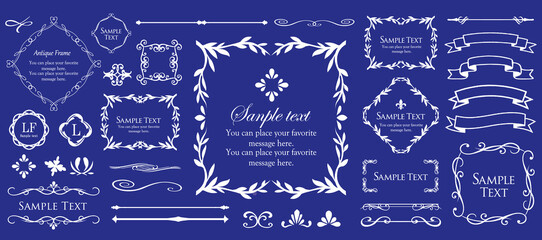 デザイン素材。アンティークな飾り罫のセット。	
