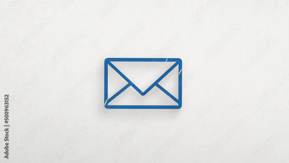 Poster email icon with color drawing effect. doodle animation. 4k