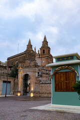 Obraz premium Part of the church of Mellieha at sunset