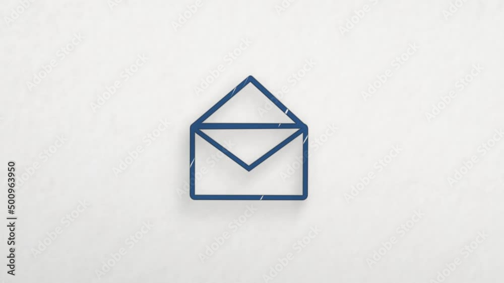 Poster Envelope icon with color drawing effect. Doodle animation. 4K