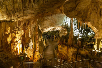 Beautiful view of the Frasassi caves, Grotte di Frasassi, a huge karst cave system in Italy.