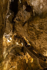 Beautiful view of the Frasassi caves, Grotte di Frasassi, a huge karst cave system in Italy.