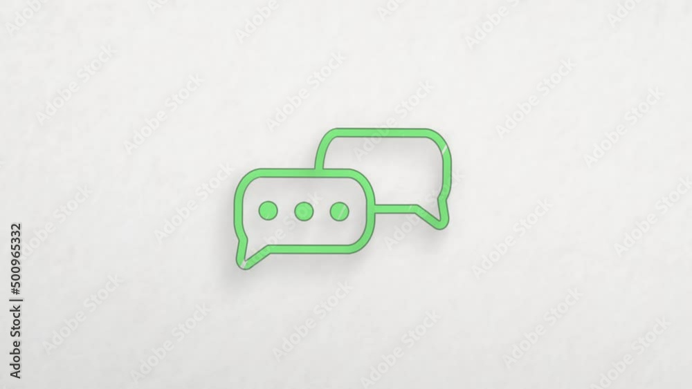 Aufkleber speech bubble chat icon with color drawing effect. doodle animation. 4k