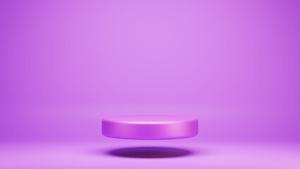 Levitating podium on a lilac gradient background. 3d render. Product demo display template