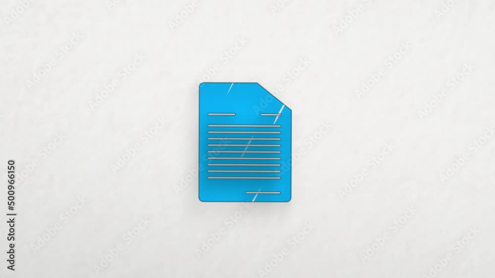 Aufkleber document icon with color drawing effect. doodle animation. 4k