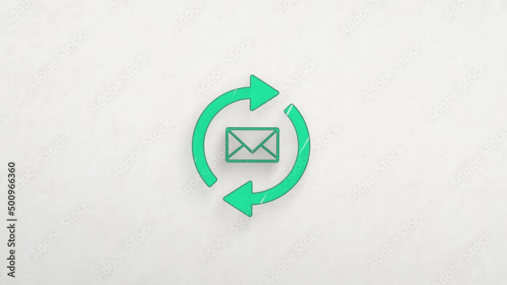 Poster Outgoing and incoming message icon with color drawing effect. Doodle animation. 4K