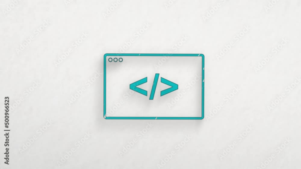 Leinwandbilder Code browser icon with color drawing effect. Doodle animation. 4K