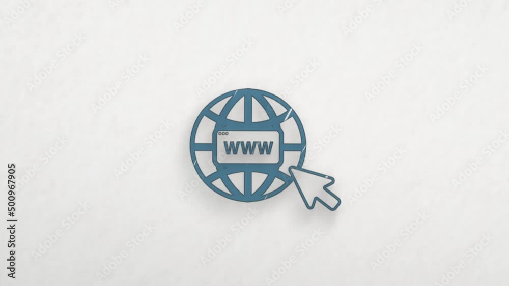 Poster world wide web concept globe icon with color drawing effect. doodle animation. 4k