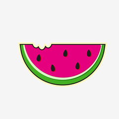 A slice of ripe watermelon. Sticker, sticker, icon.
