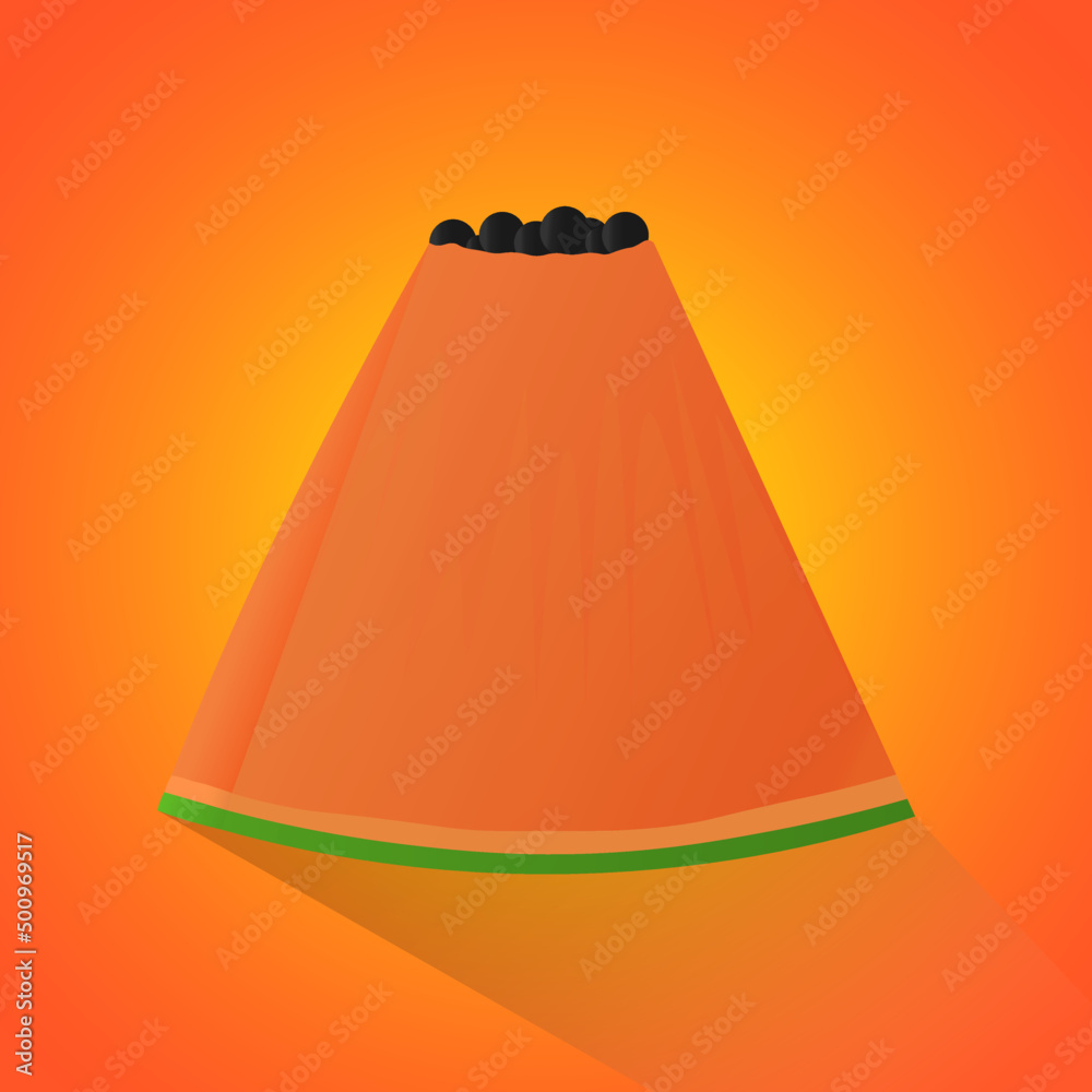 Wall mural papaya fruit slice isolated on white background. vegetarian, organic food. vector illustration