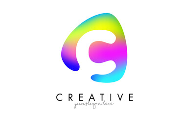 Colorful Rainbow C Letter Logo Design with Oval Shape.