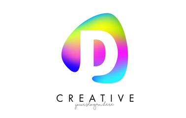 Colorful Rainbow D Letter Logo Design with Oval Shape.