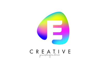 Colorful Rainbow E Letter Logo Design with Oval Shape.