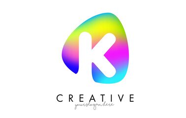 Colorful Rainbow K Letter Logo Design with Oval Shape.