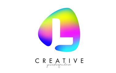 Colorful Rainbow L Letter Logo Design with Oval Shape.