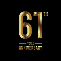 60th Anniversary logotype. Anniversary celebration template design with golden ring for booklet, leaflet, magazine, brochure poster, banner, web, invitation or greeting card. Vector illustrations.