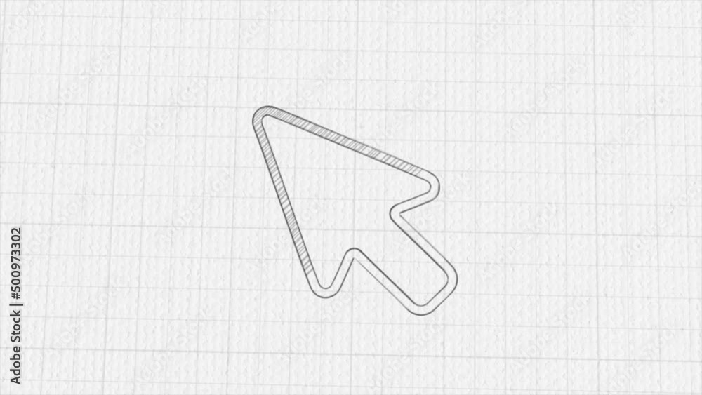 Poster Arrow cursor icon with color drawing effect. Doodle animation. 4K