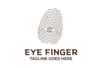 Retro Vintage Finger Print with Eye Camera Lens Vision Technology Logo Design Vector