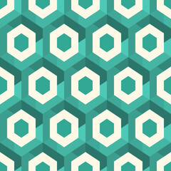 Contemporary honeycomb geometric pattern. Repeated hexagons ornament. Modern mosaic background. Seamless surface abstract design. Geo wallpaper. Digital paper, textile print. Vector art