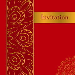 Elegant greeting card design. Vintage floral invitation card template. Luxury swirl greeting card