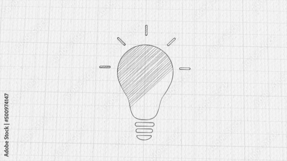 Aufkleber light lamp icon with color drawing effect. doodle animation. 4k