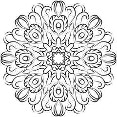Mandala pattern, round decorative ornament for abstract background or adult coloring book page, vector illustration