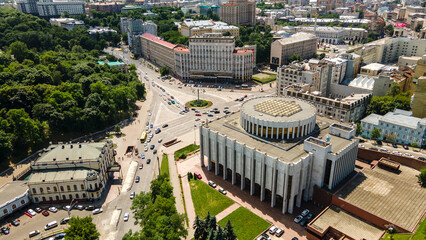 Kiev the capital of Ukraine from a bird's eye view shooting with a drone summer