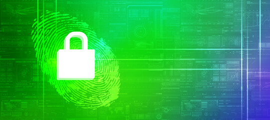 2d illustration Safety concept: Closed Padlock on digital background
