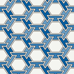 Contemporary honeycomb geometric pattern. Repeated hexagon ornament. Modern mosaic tiles. Seamless surface print