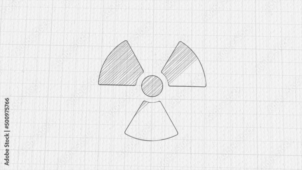 Poster Radioactive symbol icon with color drawing effect. Doodle animation. 4K