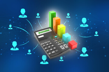 3d rendering Stock market online business concept. business Graph with calculator
