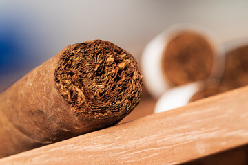 Pile of cigars, shallow depth of field. Nice Bokeh.