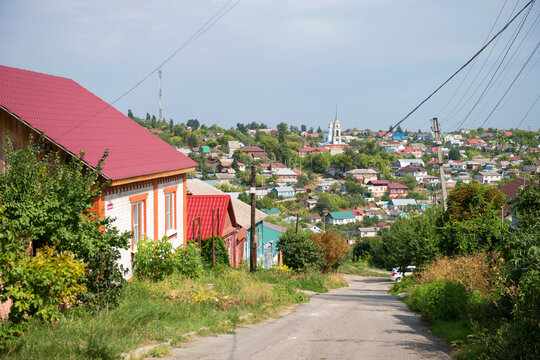 YELETS, Residential buildings on Tikhon Khrennikov lane on a summer day