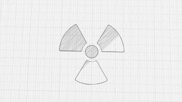 Radioactive symbol icon with color drawing effect. Doodle animation. 4K