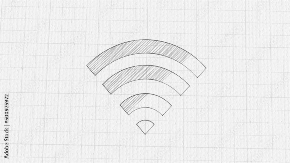 Poster wi-fi icon with color drawing effect. doodle animation. 4k