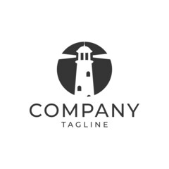 Lighthouse Logo Design icon Vector illustration Template