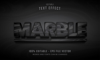Black stone marble texture editable text effect Premium Vector