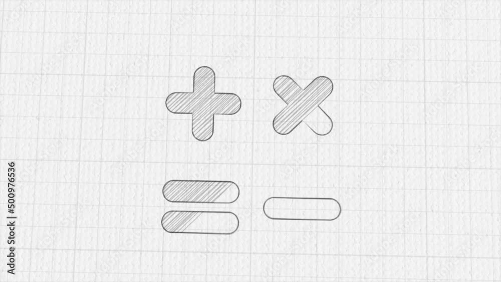 Aufkleber calculator icon with color drawing effect. doodle animation. 4k