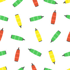 vector seamless pattern with colored highlight pens
