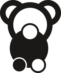 Graphic sign showing a little bear. Black and white icon