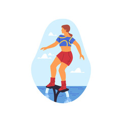 Plakat Hydroflying or flyboarding, vector icon or sticker