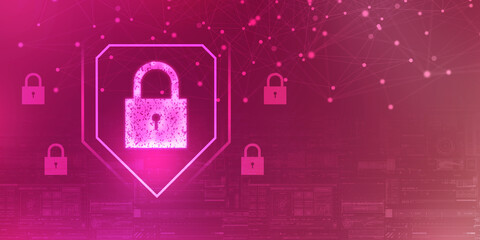 2d illustration Safety concept: Closed Padlock on digital background
