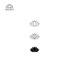 Lotus flower vector EPS 10. Flower set icon isolated on white. Water lily outline and silhouette logo, sustainable consumption or eco concept.
