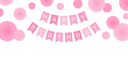 誕生日パーティーの紙の飾り_ペーパーファンとハニカムボールのフレーム_16:9