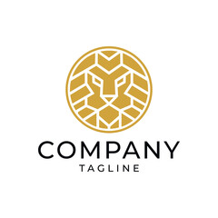 Lion abstract geometric line art logo design, vector, illustration template