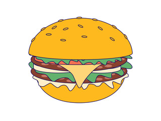 Vector illustration of cartoon cheeseburger 