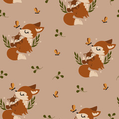 seamless pattern with fox
