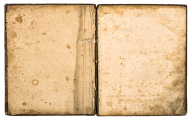 Open old book used paper pages isolated white background