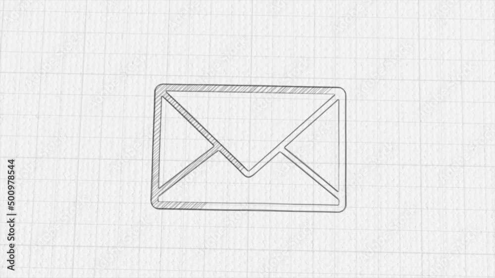 Aufkleber email icon with color drawing effect. doodle animation. 4k
